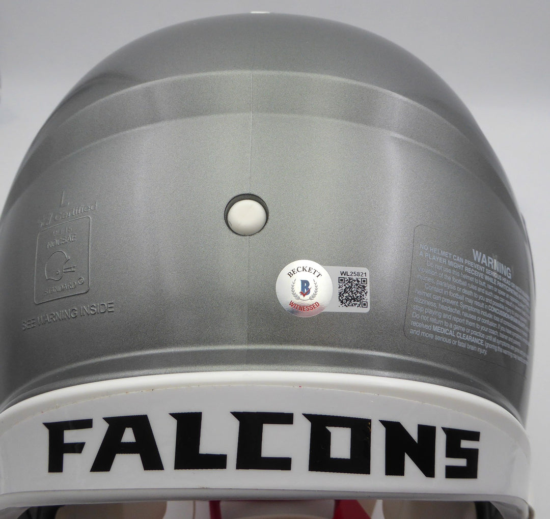 Kyle Pitts Signed Atlanta Falcons Flash Silver Full Size Helmet Beckett QR