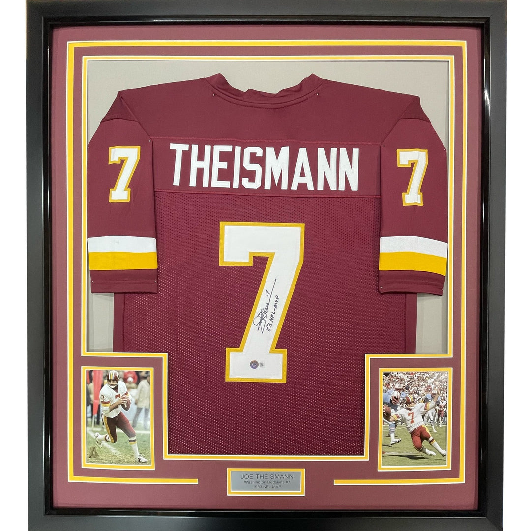 FRAMED Signed JOE THEISMANN MVP 35x39 Washington Red Jersey JSA COA