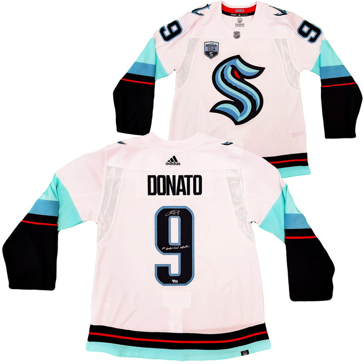 Kraken Ryan Donato Auto White Adidas Inaugural Jersey "1st Kraken Goal" Fanatics