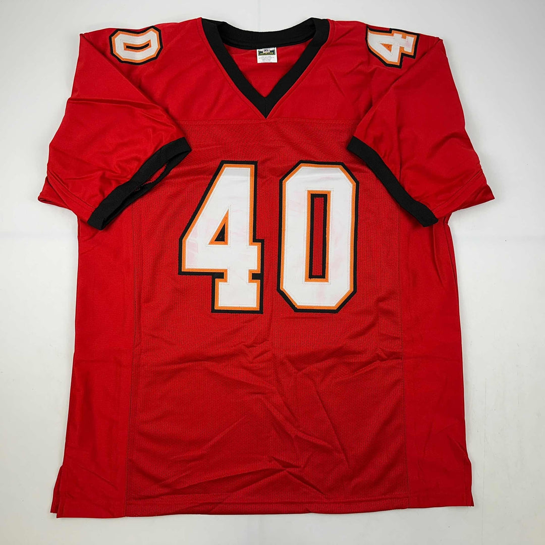 Facsimile Autographed Mike Alstott Tampa Bay Red Reprint Jersey Size Men's XL