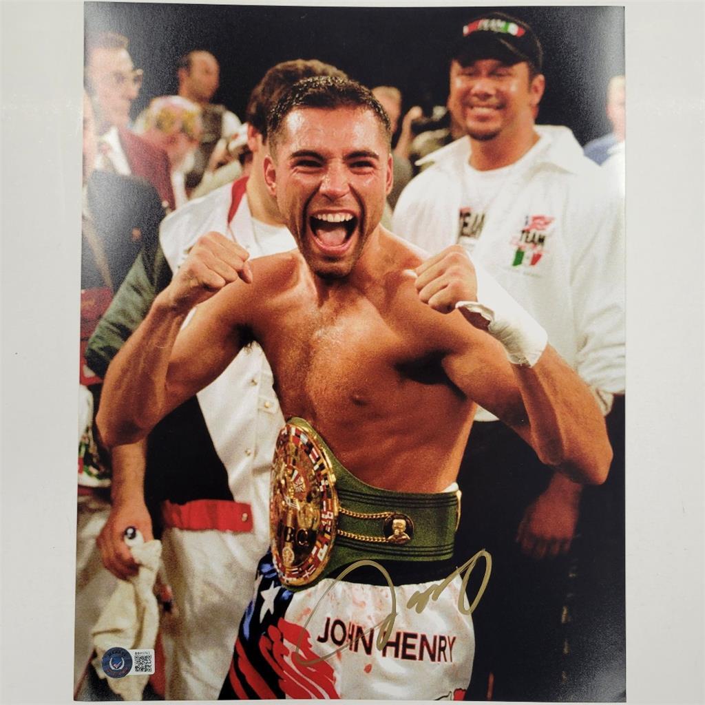 Oscar De La Hoya autograph signed 11x14 photo HOF ~ Beckett BAS Holo