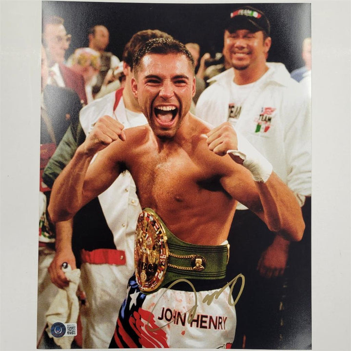 Oscar De La Hoya autograph signed 11x14 photo HOF ~ Beckett BAS Holo