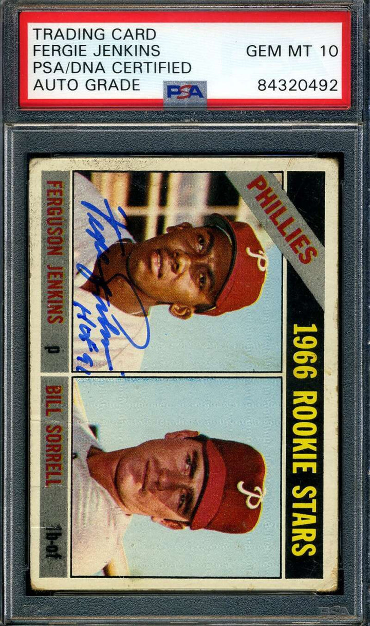 Fergie Jenkins Gem Mint 10 PSA DNA Signed 1966 Topps Rookie Stars Autograph