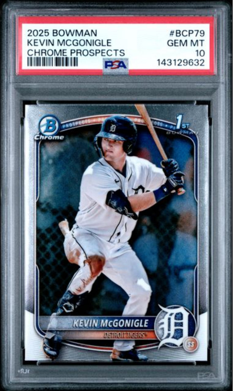 Graded 2025 Bowman Chrome Kevin McGonigle #BCP79 Prospects Rookie Card PSA 10