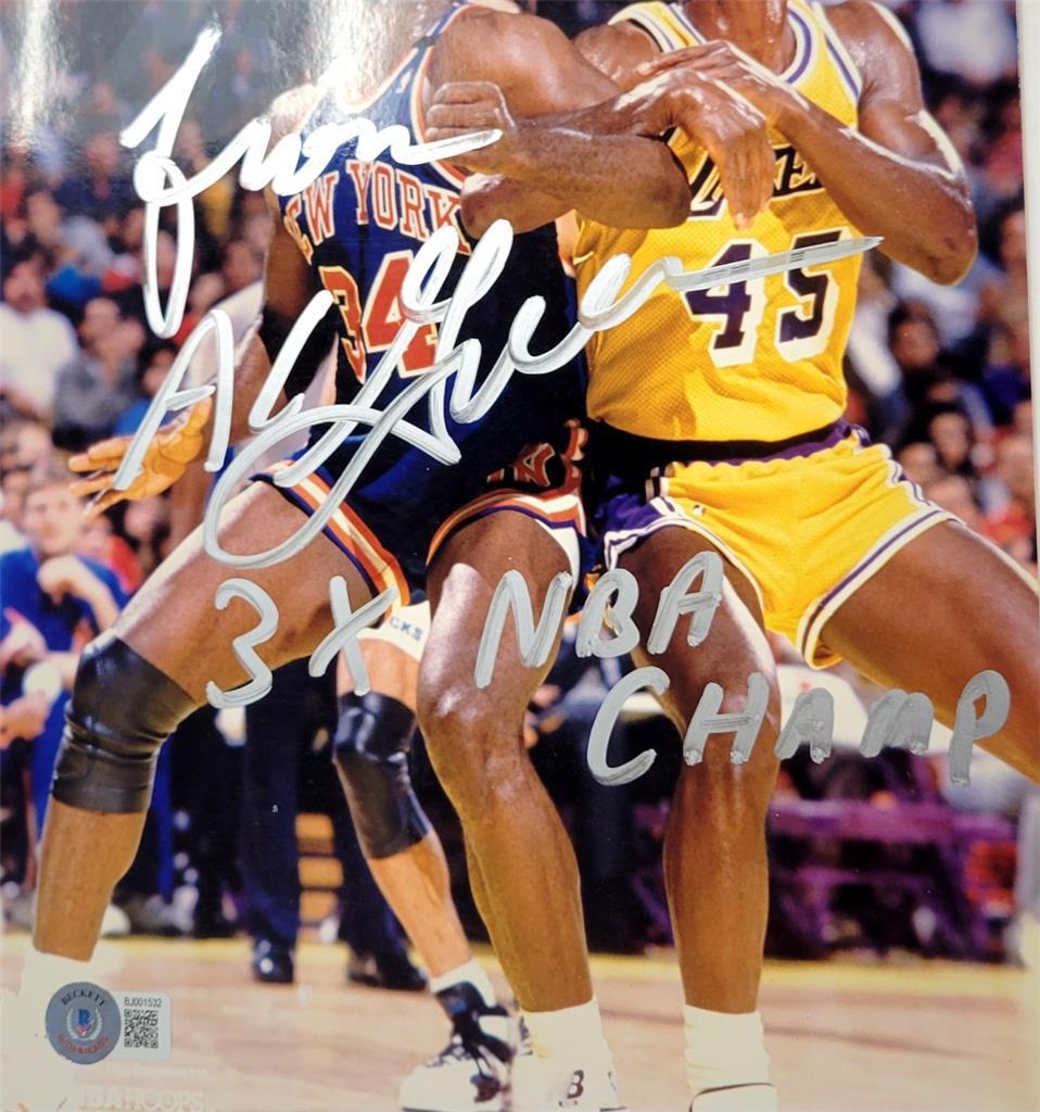 AC Green signed "3x NBA Champ" Lakers 8x10 Photo autograph ~ Beckett BAS