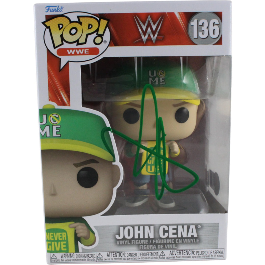 John Cena Autographed/Signed WWE Funko Pop! #136 Beckett 53780