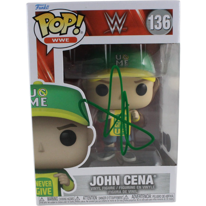 John Cena Autographed/Signed WWE Funko Pop! #136 Beckett 53780