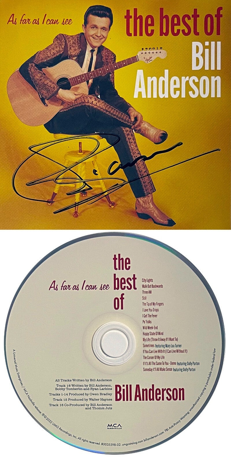 Bill Anderson signed 2022 The Best of: As Far as I Can See Booklet Cover w/ CD