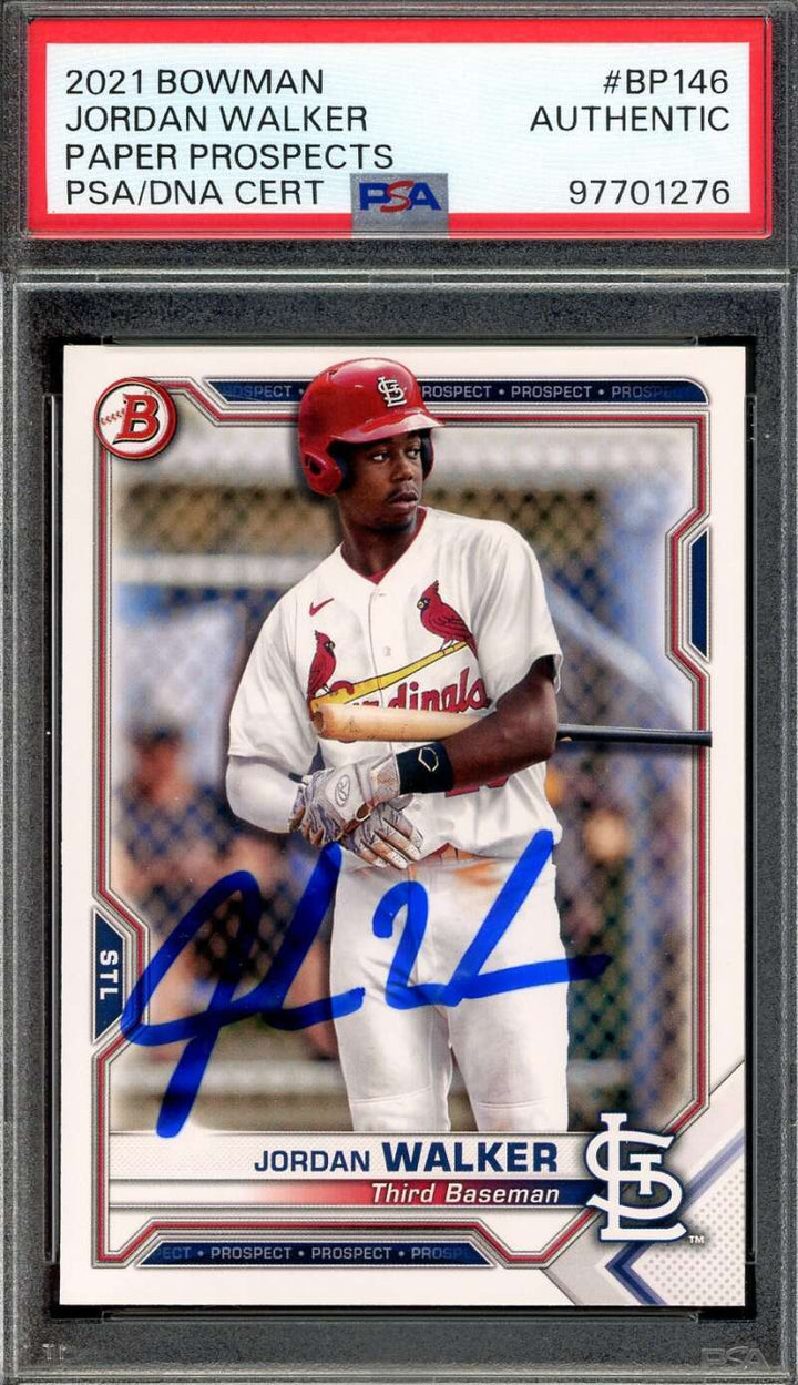 Jordan Walker PSA DNA Signed 2021 Bowman Prospects Autograph