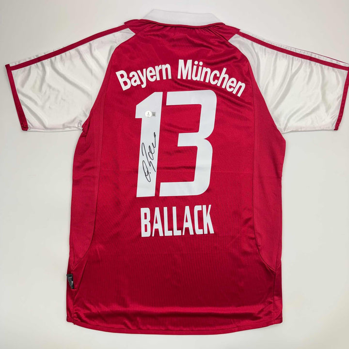 Autographed/Signed Michael Ballack FC Bayern Munich Red Jersey Beckett BAS COA