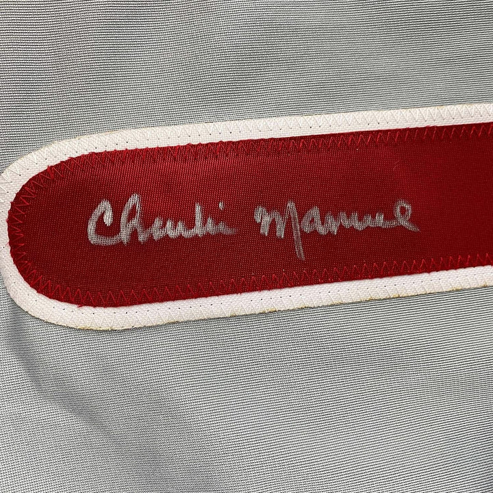 Framed Autographed/Signed Charlie Manuel 33x42 Grey Jersey PSA/DNA COA
