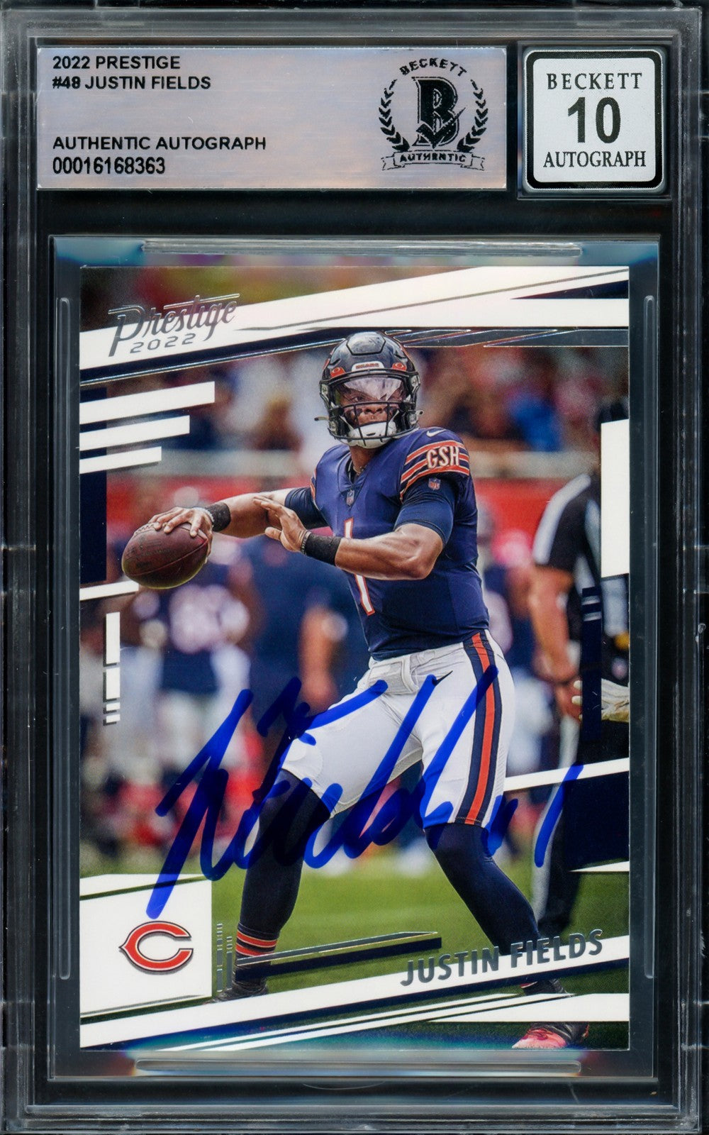 Justin Fields Signed 2021 Panini Prestige RC 48 Chicago Bears Auto GM 10 Beckett