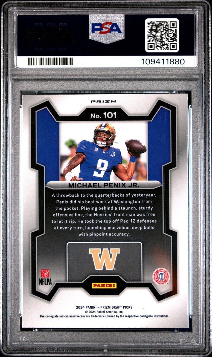 Graded 2024 Panini Prizm DP Michael Penix Jr #101 Red Ice Card PSA 10