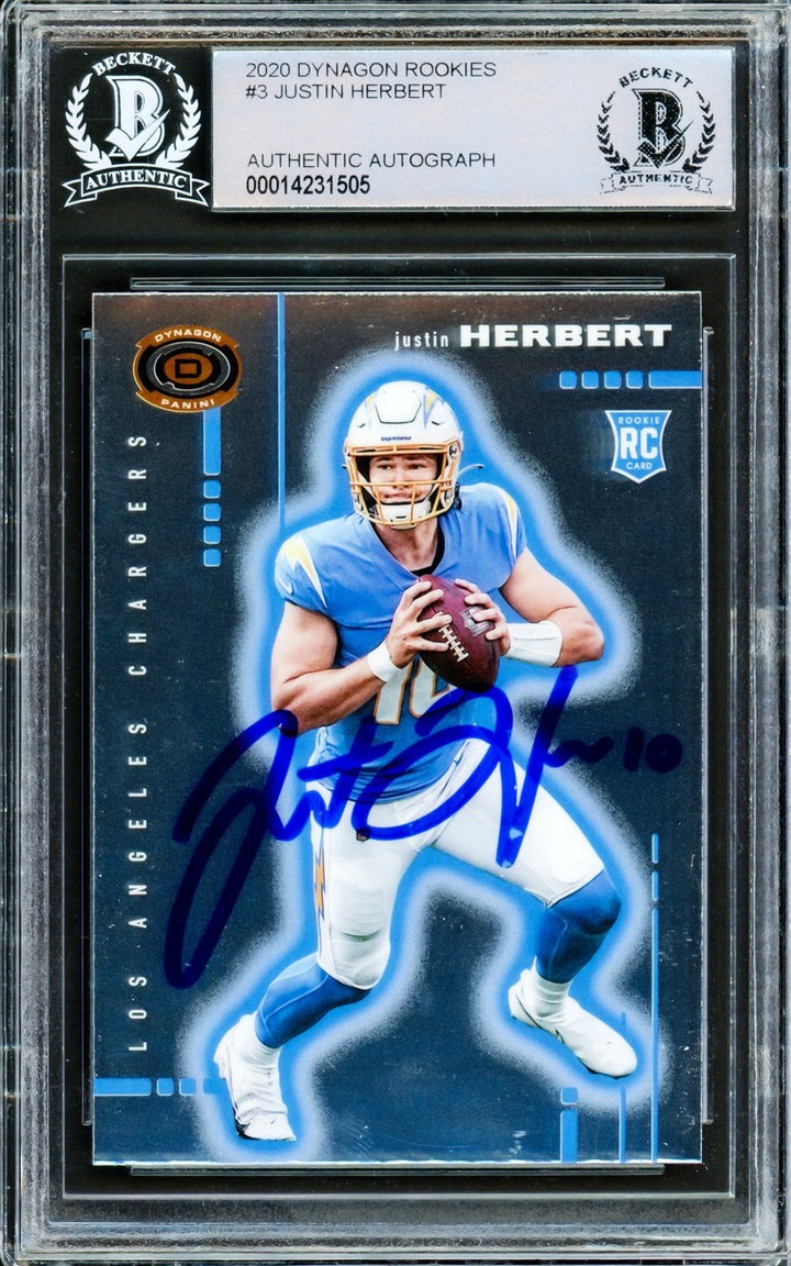 Justin Herbert Signed 2020 Panini Chronicles Dynagon RC D-3 Chargers Beckett