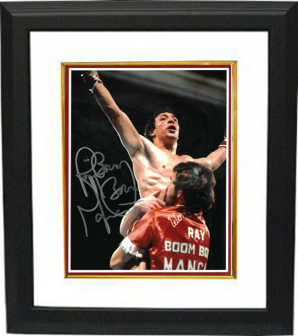 Ray "Boom Boom" Mancini signed 8x10 Photo Framed -Arms up celebration- COA