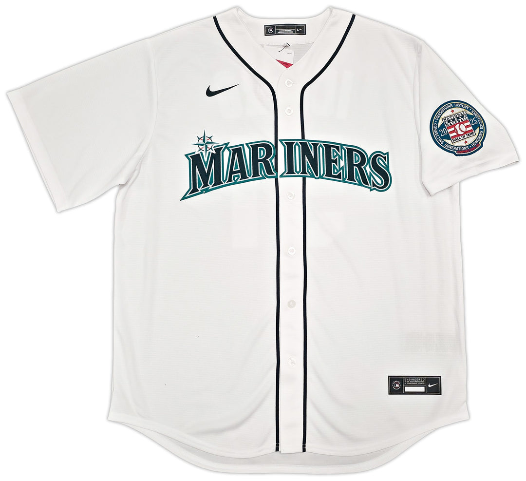 Mariners Ichiro Suzuki Auto White Nike HOF Patch Jersey Size XL Beckett Witness