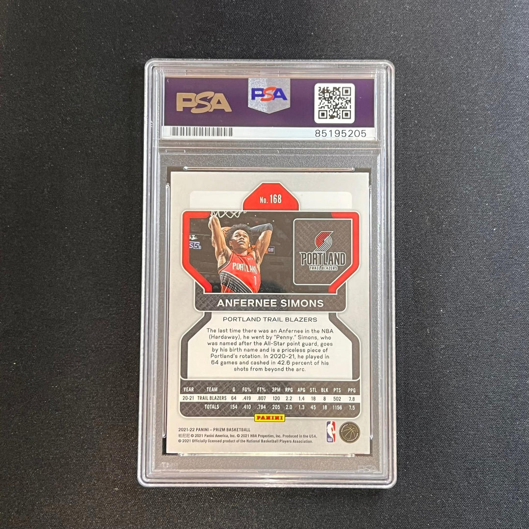 2021-22 Panini Prizm #168 ANFERNEE SIMONS Signed Card AUTO PSA Slabbed Blazers