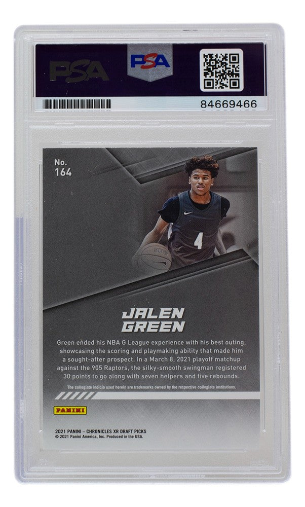 Jalen Green Signed Rockets 2021 Panini Chronicles XR Rookie Card #164 PSA/DNA 10