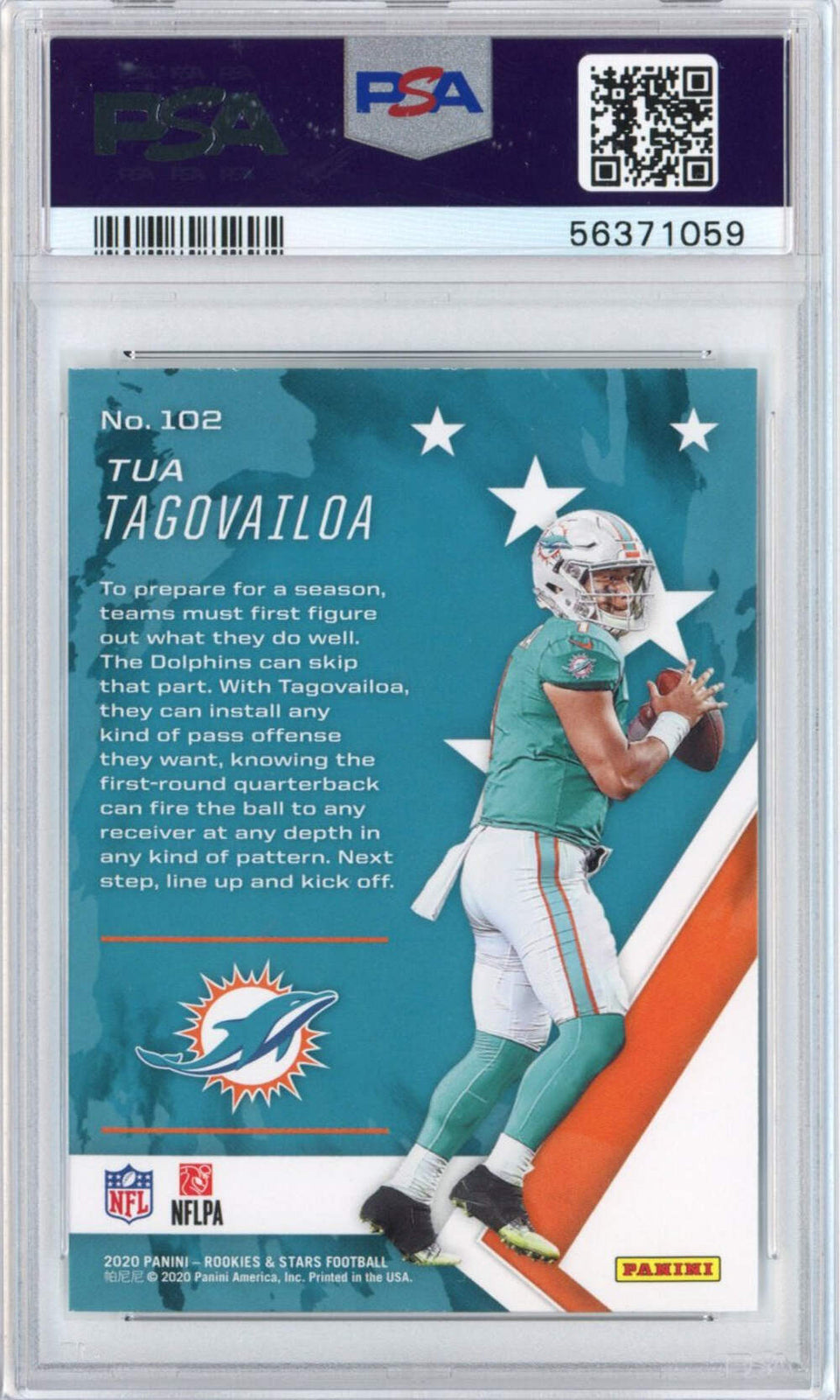 Graded 2020 Panini Rookis & Stars Tua Tagovailoa #102 Rookie RC Card PSA 10 Mint