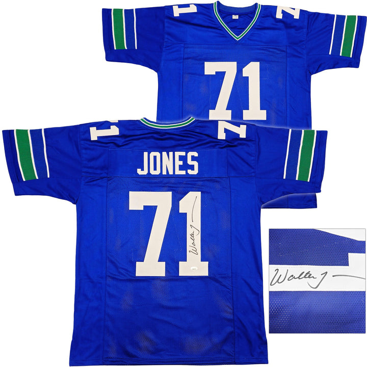 Seattle Seahawks Walter Jones Autographed Signed Blue Jersey JSA