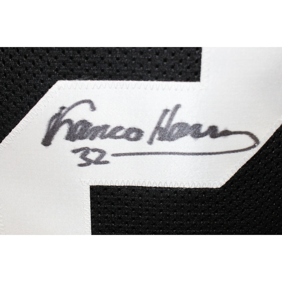 Franco Harris Autographed/Signed Pro Style Size XL Black Jersey JSA 57027