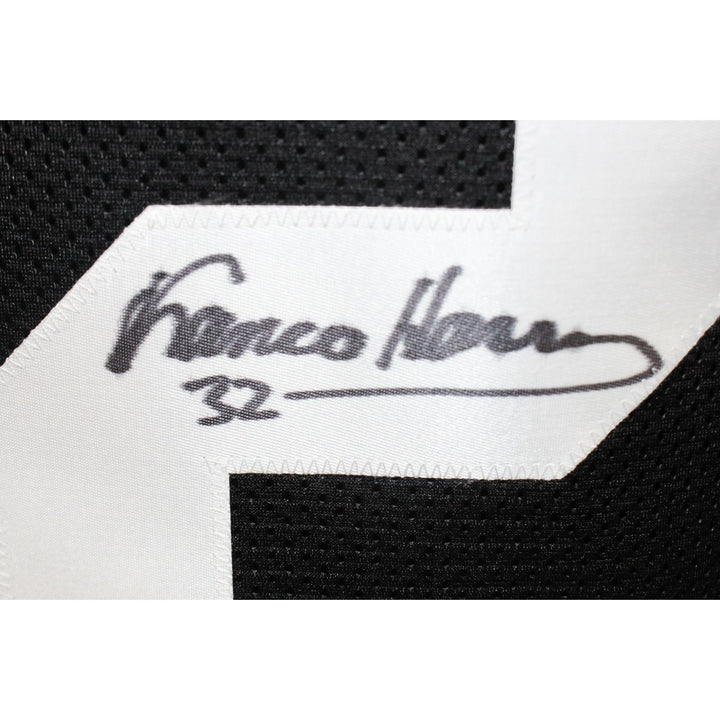 Franco Harris Autographed/Signed Pro Style Size XL Black Jersey JSA 57027