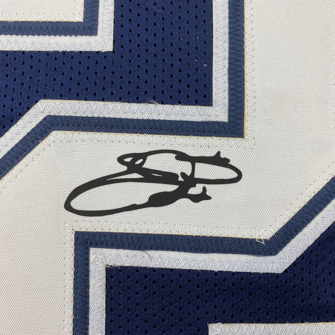 Facsimile Autographed Emmitt Smith Dallas Blue Reprint Jersey Size Men's XL