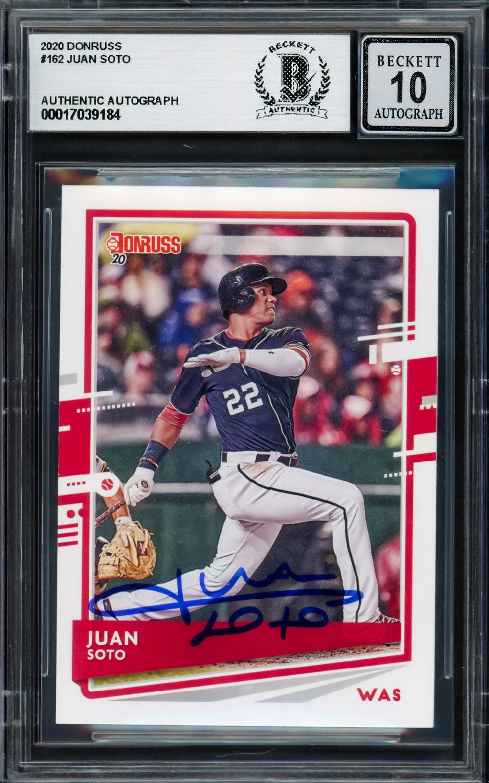 Juan Soto Signed 2020 Donruss Variations Card 162 Mets Sig 10 Beckett #17039184