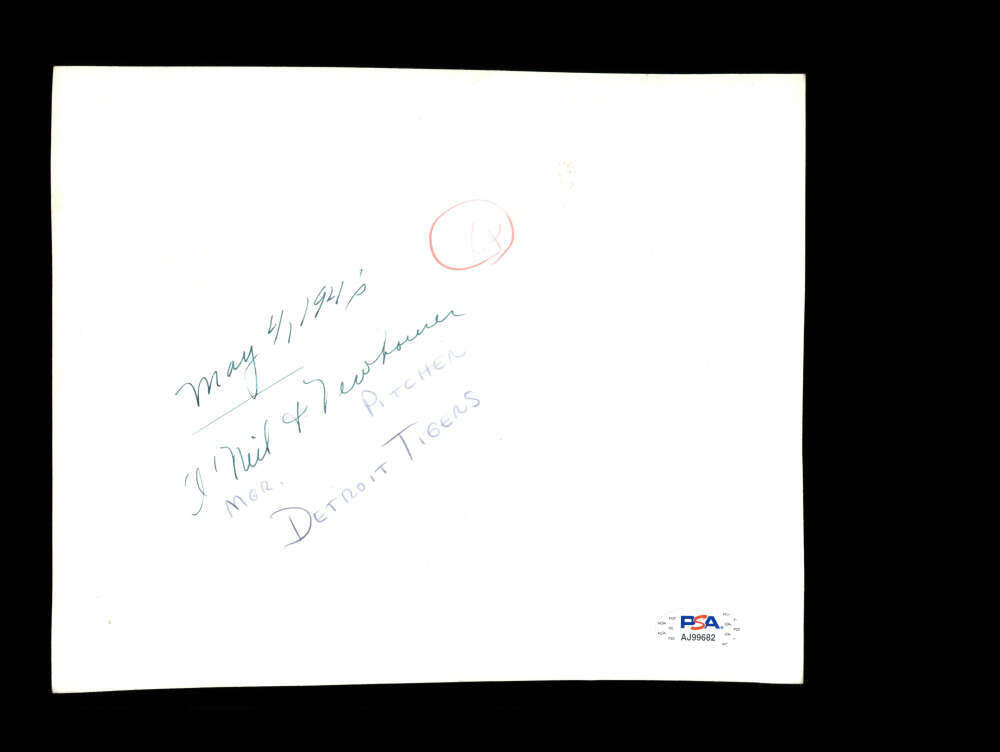 Hal Newhouser PSA DNA Signed 8x10 Original 1946 Wire Photo Tigers Autograph