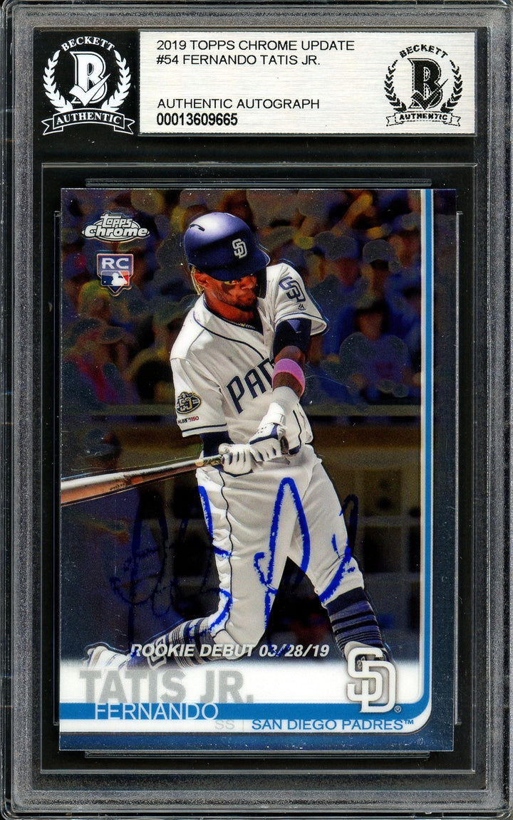 Fernando Tatis Jr. Auto 2019 Topps Chrome Update RC 54 Padres (Bubbling) Beckett