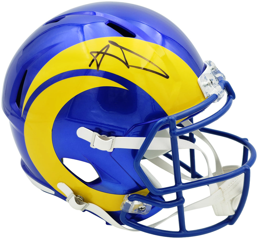 Aaron Donald Auto Rams 2020 Alt Blue Full Size Speed Replica Helmet Beckett Wit