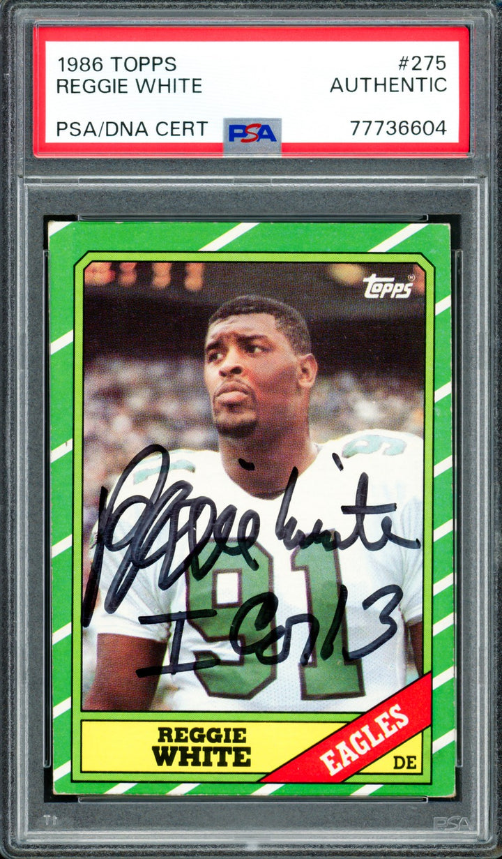 Reggie White Signed 1986 Topps RC 275 Philadelphia Eagles PSA/DNA #77736604