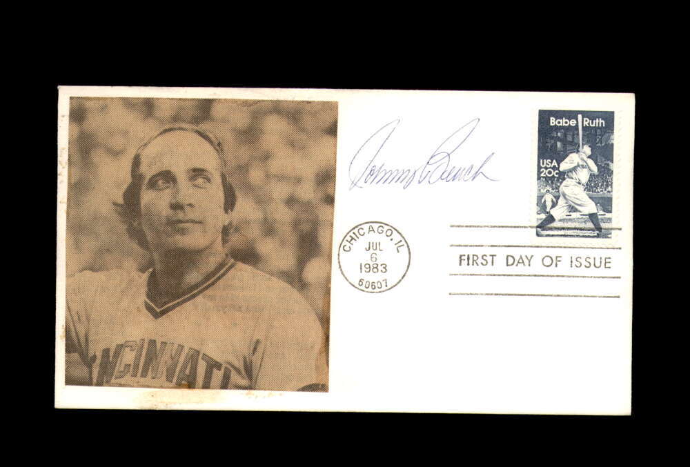 Johnny Bench PSA DNA Signed FDC 1983 First Day Cover Cache Babe Ruth Autograph