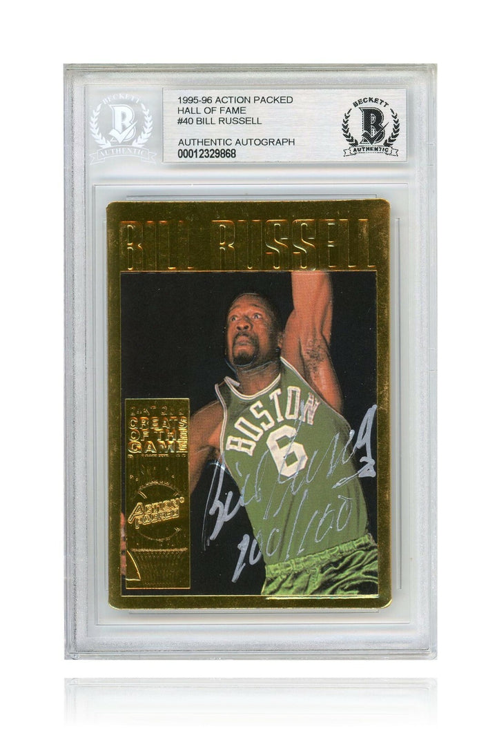 1995 Action Packed Bill Russell Autographed Card #D100/100 Beckett COA NBA BAS