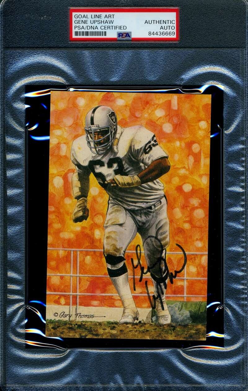 Gene Upshaw PSA DNA Slabbed Signed Goal Line Art Card Autograph