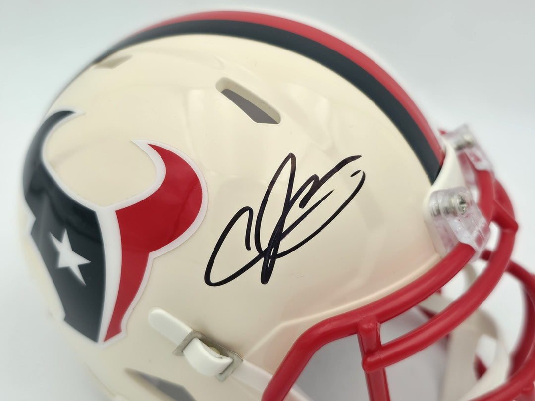 Andre Johnson Signed Texans Cream Retro Speed Mini Helmet Retro Beckett Witness