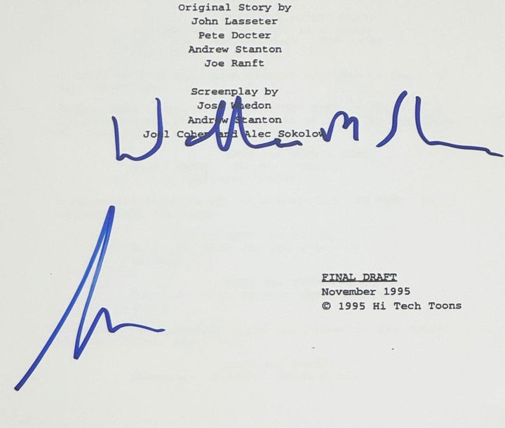 Tim Allen (Buzz) & Wallace Shawn (Rex) signed Toy Story script auto Beckett BAS