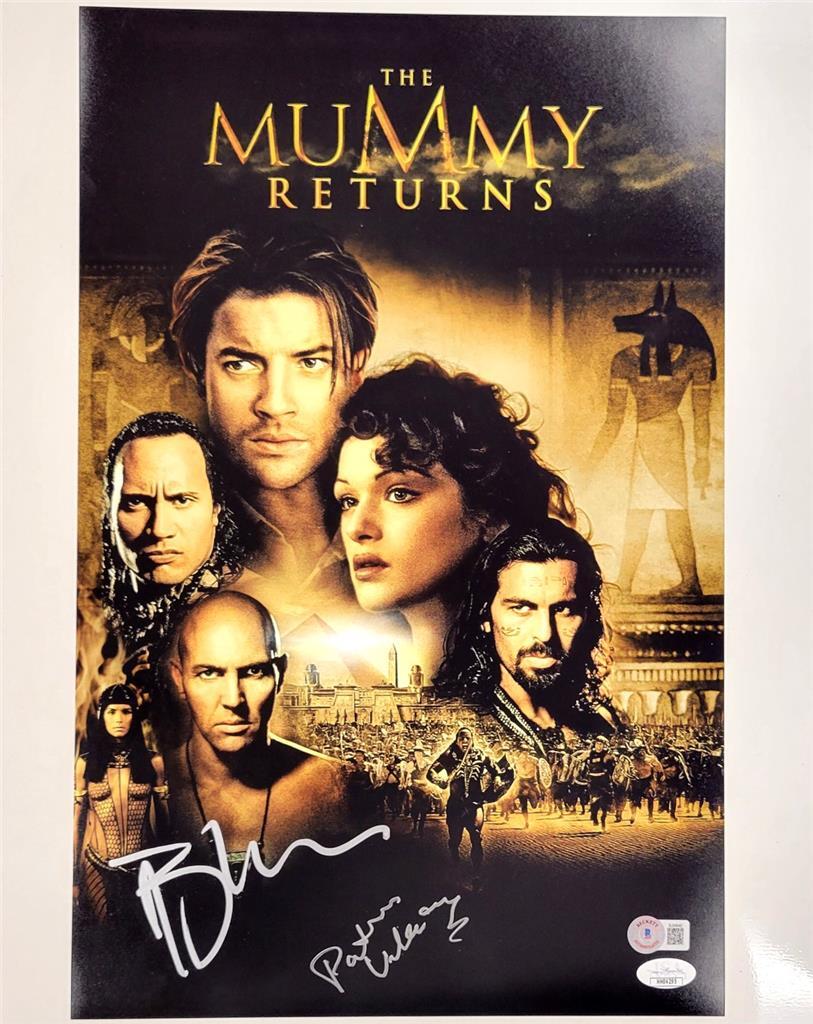 Brendan Fraser & Patricia Velasquez signed The Mummy Returns 11x17 photo ~ BAS