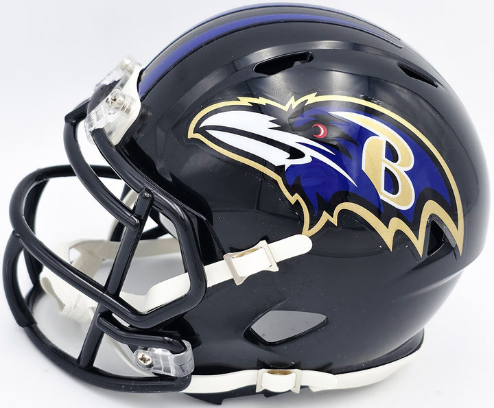 Terrell Suggs Auto Signed Baltimore Ravens Black Speed Mini Helmet Beckett Wit