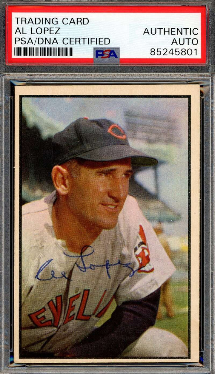 Al Lopez PSA DNA Signed 1953 Bowman Color Autograph