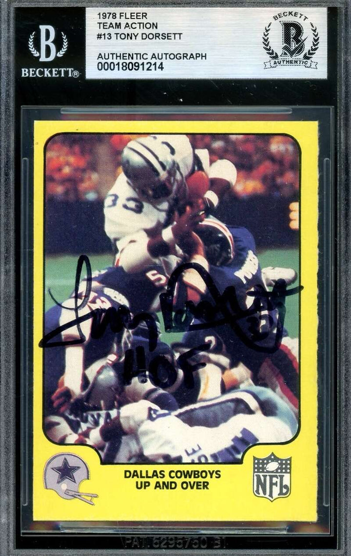 Tony Dorsett Beckett BAS Signed 1978 Fleer Team Action Rookie Rare Autograph