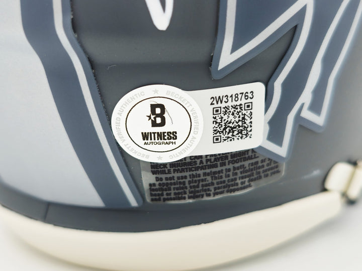 Jim Kelly, Thurman Thomas & Andre Reed Auto Bills Greats Gray Mini Helmet BAS