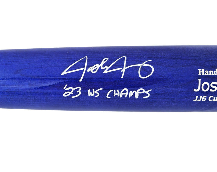 Josh Jung Auto Blue/White Marucci Player Model Bat Rangers 23 WS Champs Beckett