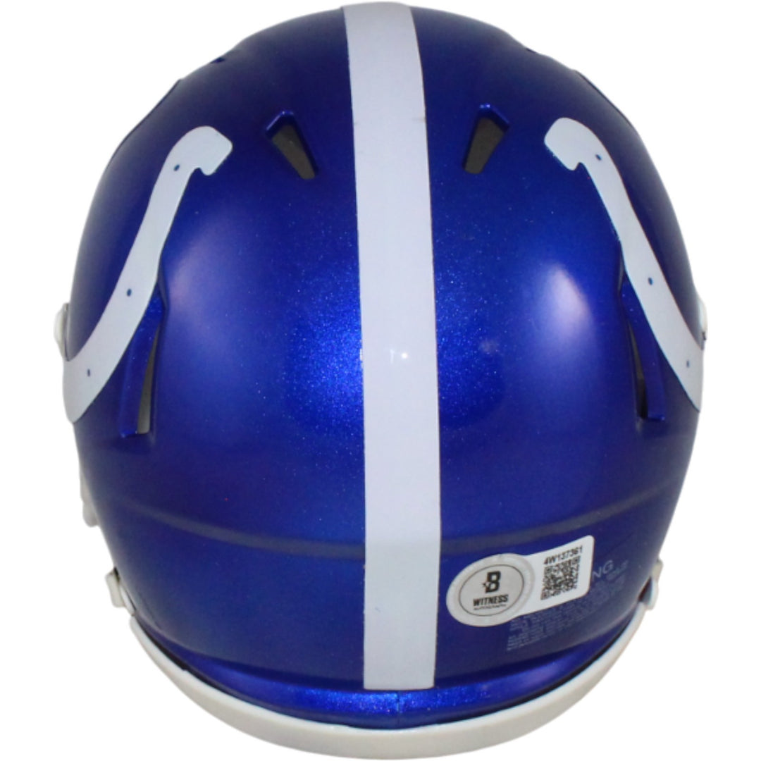 Edgerrin James Autographed Indianapolis Colts Flash Mini Helmet Beckett W 54755