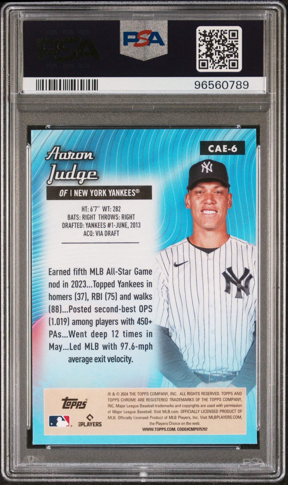 Graded 2024 Topps Chrome Aaron Judge #CAE6 All Etch Baseball Card PSA 10 Gem
