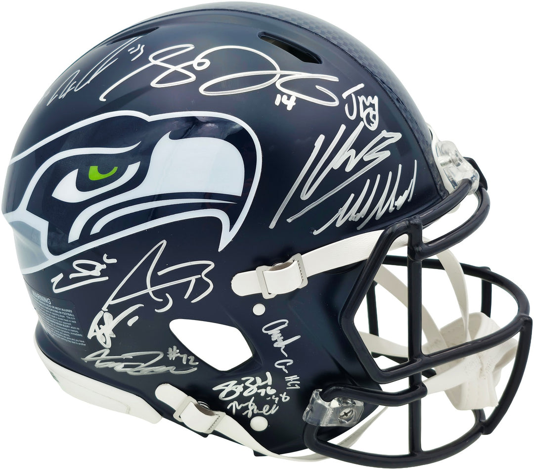 Seahawks SB LX Champs Logo 31 Signed Blue Full Size Speed Authentic Helmet
