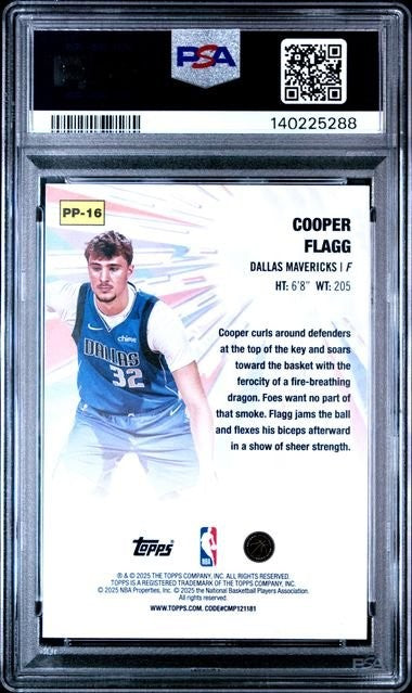 Graded 2025 Topps Cooper Flagg #PP16 Power Players Holo Foil RC Card PSA 10