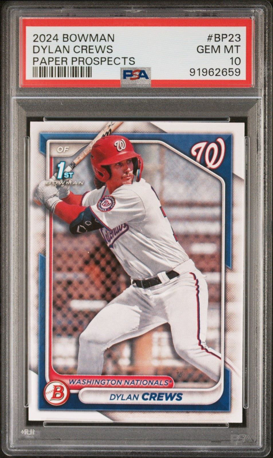 Graded 2024 Topps Bowman Dylan Crews #BP23 Paper Prospects Card PSA 10