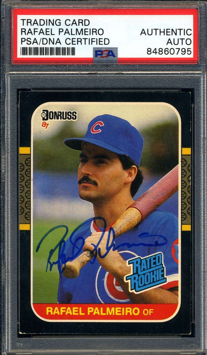 Rafael Palmeiro PSA DNA Coa Signed 1987 Donruss Rated Rookie Autograph