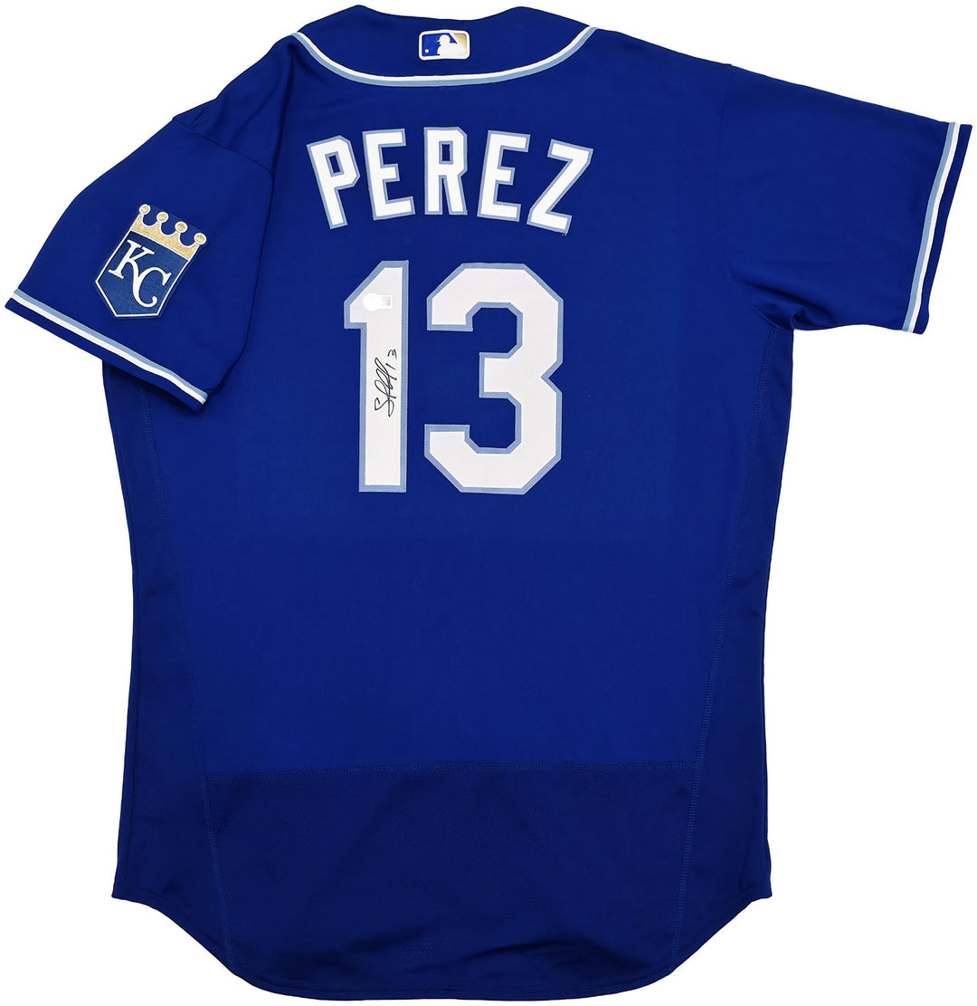 Royals Salvador Perez Auto Blue Nike Authentic Collection Jersey Size 44 Beckett